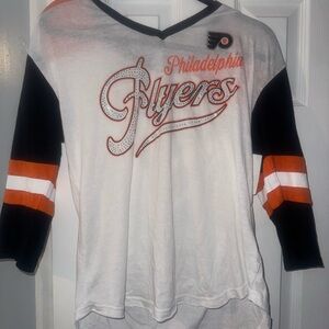 Philadelphia Flyers Women's V-Neck Long Sleeve Tee - Black, White, Orange
